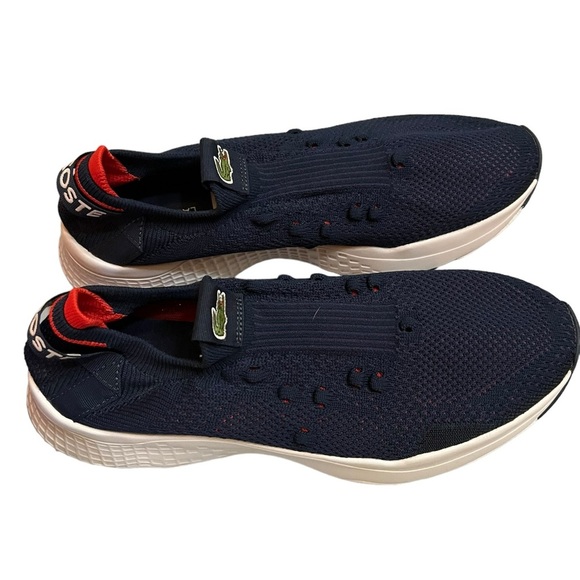 Lacoste Men`s  Court-Drive Textured Knit Sneaker Size 12Navy/Red - Picture 4 of 9